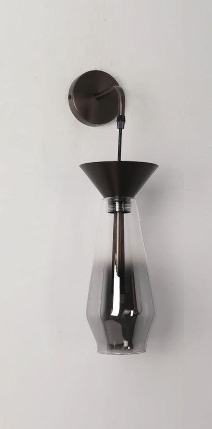JS-GL-6647S-W SM - Black Brushed Metal & Glass & Acrylic Modern Wall Light