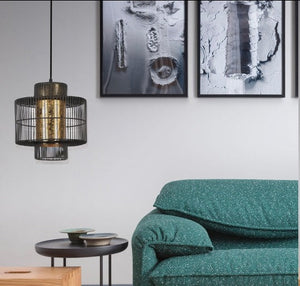 JS-GL-6711-1 - BLACK & GOLD Metal Hanging Light