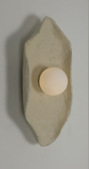 JS-GL-67775-A-W - White Grey & Black Metal & Glass & Paper Mache Modern Wall Light