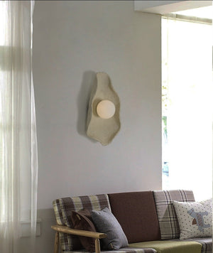 JS-GL-67775-B-W - White Grey & Black Metal & Glass & Paper Mache Modern Wall Light