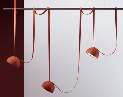 JS-GL-7033 - Maroon & Black Metal & Leather & Acrylic Belt Link Track Lighting System