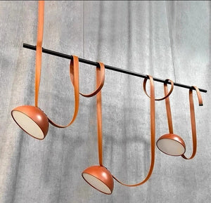 JS-GL-7033 - Maroon & Black Metal & Leather & Acrylic Belt Link Track Lighting System