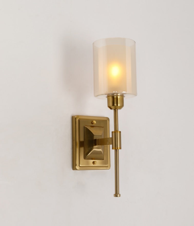 JS-GL-7103-1 - Antique Brass Metal & Glass Modern Wall Light