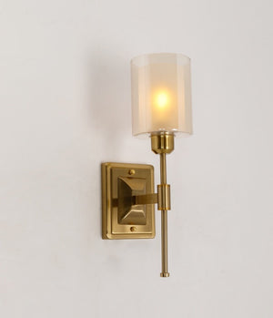 JS-GL-7103-1 - Antique Brass Metal & Glass Modern Wall Light