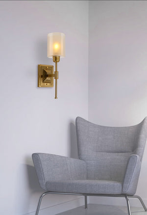 JS-GL-7103-1 - Antique Brass Metal & Glass Modern Wall Light