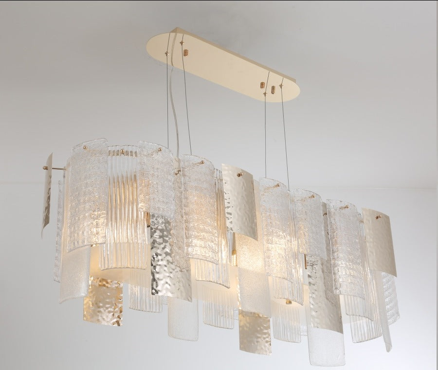 JS-GL-7124D - Champagne Gold Metal Glass Hanging Light
