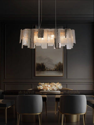 JS-GL-7124D - Champagne Gold Metal Glass Hanging Light