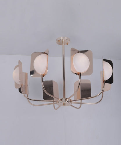 JS-GL-733-8 - French Gold Metal & Acrylic Glass Ball Chandelier