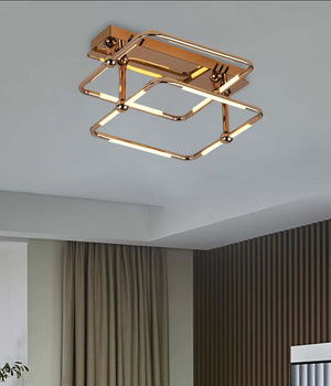 JS-GL-7516-3+3 - French Gold Metal & Acrylic Led Ceiling Light