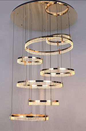 JS-GL-7667-1200 - French Gold Metal & Acrylic Led Chandelier