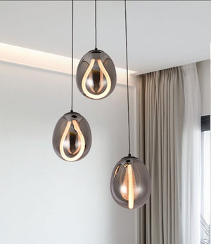 JS-GL-792-3 - Black Metal & Silicon Glass Ball Lights