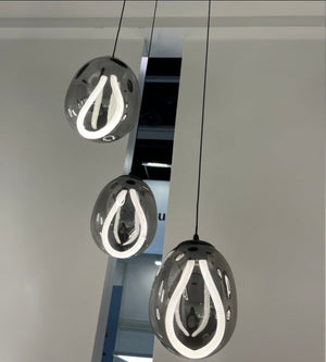 JS-GL-792-3 - Black Metal & Silicon Glass Ball Lights