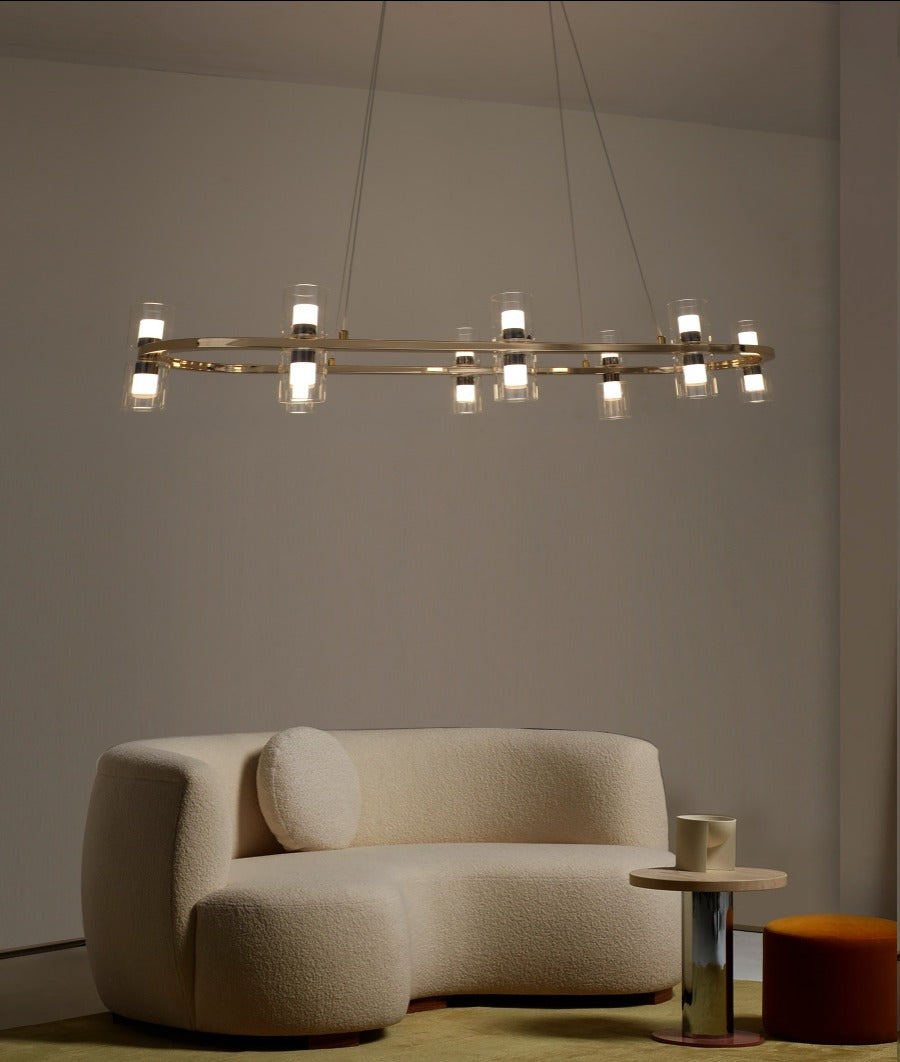 JS-GL-7988-1000 - French Gold Metal & Glass & Acrylic Led Chandelier