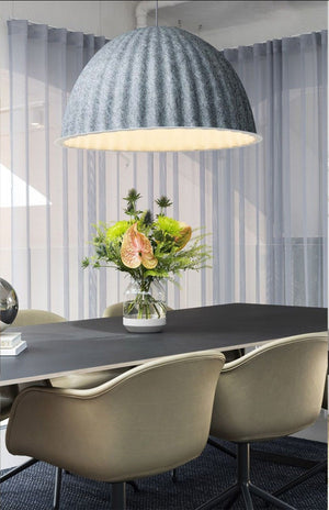 JS-GL-8003-XL - Grey Felt Fabric Metal Hanging Light