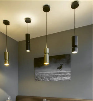 JS-GL-8055-1A,B,C,D,E - Antique Brass & Black Metal & Acrylic Modern Hanging Light
