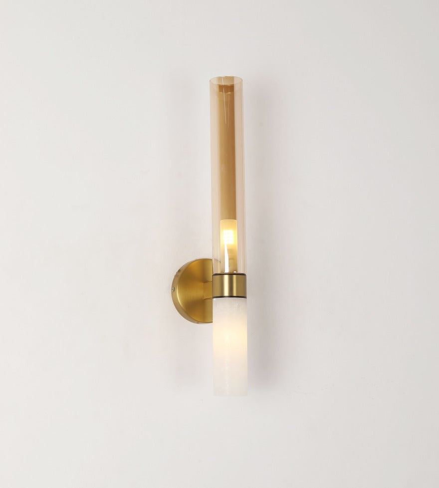 JS-GL-80556-1 - Antique Brass & Black Metal & Marble & Glass Modern Wall Light