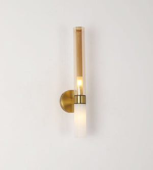 JS-GL-80556-1 - Antique Brass & Black Metal & Marble & Glass Modern Wall Light