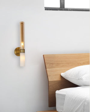 JS-GL-80556-1 - Antique Brass & Black Metal & Marble & Glass Modern Wall Light