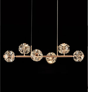 JS-GL-8160-6 - French Gold Metal & Crystals Rectangular Chandelier