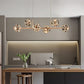 JS-GL-8160-6 - French Gold Metal & Crystals Rectangular Chandelier