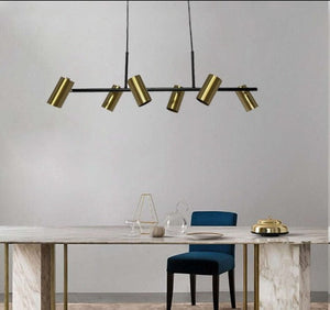 JS-GL-8202-6 - ANTIQUE BRASS & BLACK METAL Cluster Hanging Light