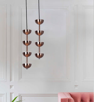 JS-GL-8203-4 COP - Antique Copper Metal & Acrylic Modern Hanging Light
