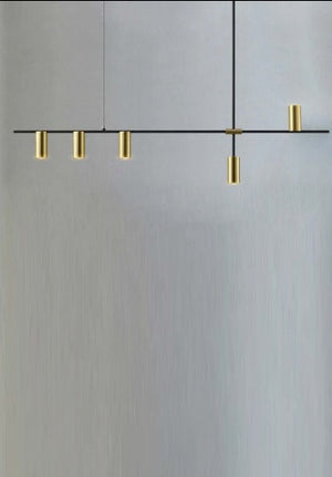 JS-GL-8205-5 - ANTIQUE BRASS & BLACK METAL Cluster Hanging Light