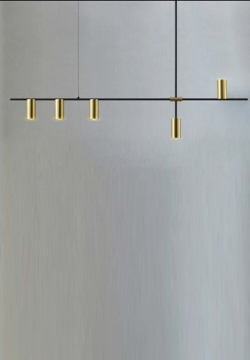 JS-GL-8205-5 - ANTIQUE BRASS & BLACK METAL Cluster Hanging Light