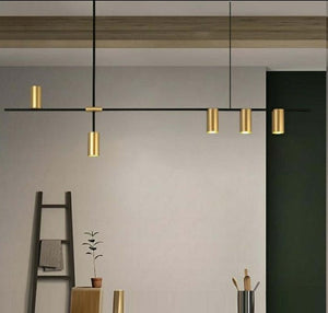 JS-GL-8205-5 - ANTIQUE BRASS & BLACK METAL Cluster Hanging Light