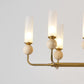 JS-GL-82140L-12 - Antique Brass Metal & Glass & Travertino Modern Chandelier