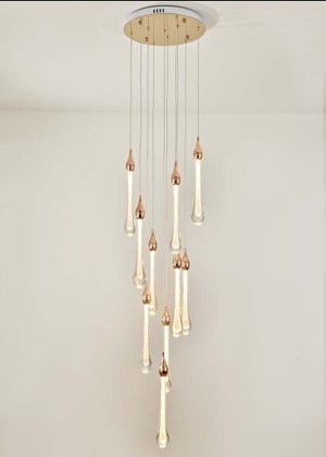 JS-GL-8388-10 - ROSE GOLD METAL & GLASS Cluster Hanging Light