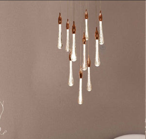 JS-GL-8388-10 - ROSE GOLD METAL & GLASS Cluster Hanging Light