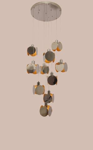 JS-GL-8814-10CH - Chrome & Gold Metal & Acrylic Modern Hanging Light