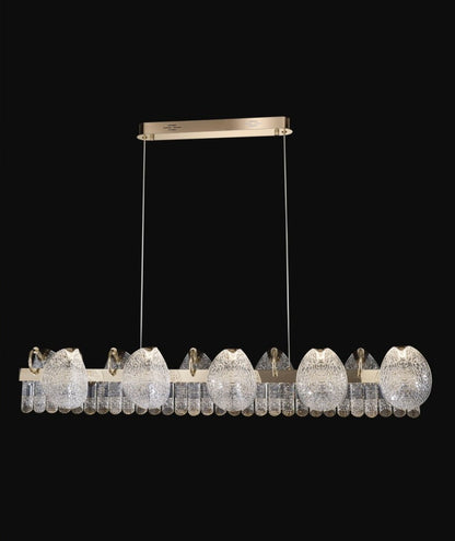 JS-GL-88387B-10 - French Gold Metal & Acrylic Led Chandelier