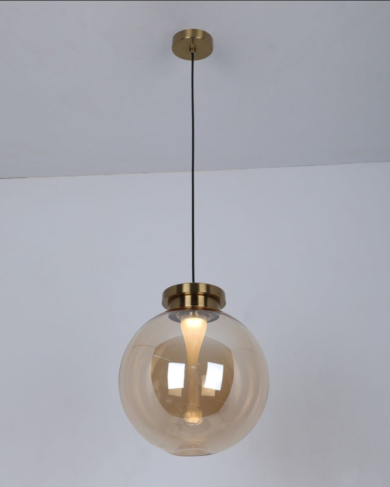 JS-GL-9009-AMB - Antique Brass Metal Glass Hanging Light