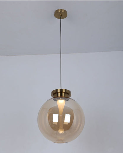 JS-GL-9009-AMB - Antique Brass Metal Glass Hanging Light