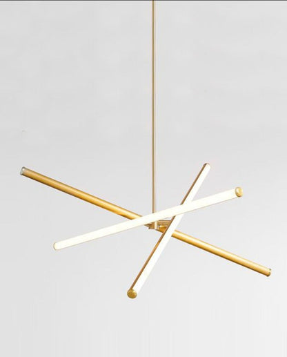 JS-GL-9024-3 - Brass Gold Metal & Acrylic Led Hanging Light