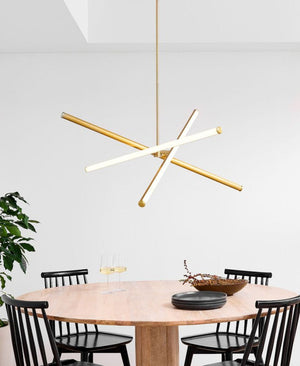 JS-GL-9024-3 - Brass Gold Metal & Acrylic Led Hanging Light