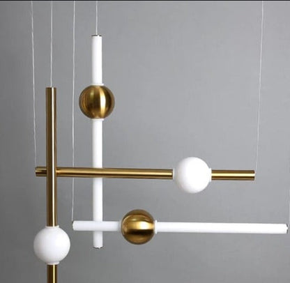 JS-GL-9095-4 - ANTIQUE BRASS METAL & ACRYLIC Modern Hanging Light