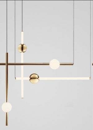 JS-GL-9095-4 - ANTIQUE BRASS METAL & ACRYLIC Modern Hanging Light
