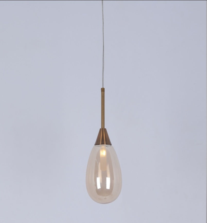 JS-GL-9112-1 - Antique Brass Metal Glass Hanging Light