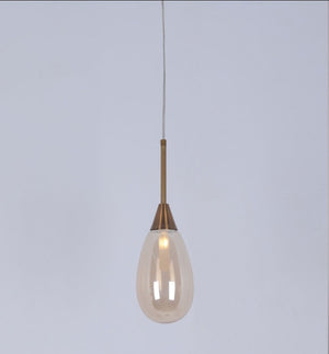 JS-GL-9112-1 - Antique Brass Metal Glass Hanging Light