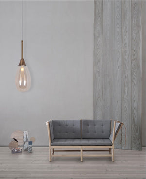 JS-GL-9112-1 - Antique Brass Metal Glass Hanging Light