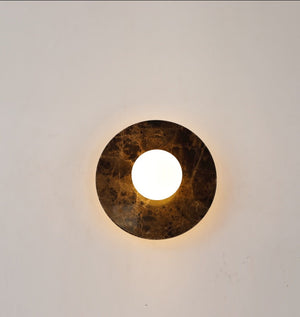 JS-GL-BGL250-BR - Black Brown Marble & Glass Marble Wall Light