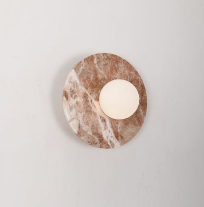 JS-GL-BGL250-RED - Black Red Marble & Glass Marble Wall Light