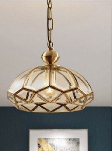 JS-GL-D6201 - BRASS GLASS Metal Hanging Light