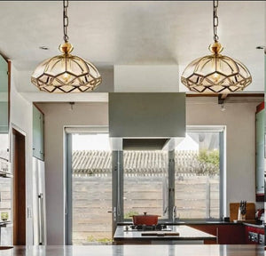 JS-GL-D6201 - BRASS GLASS Metal Hanging Light