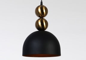 JS-GL-FY04 BK - ANTIQUE BRASS & BLACK & WHITE Metal Hanging Light