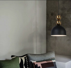 JS-GL-FY04 BK - ANTIQUE BRASS & BLACK & WHITE Metal Hanging Light