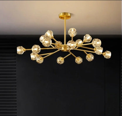 JS-GL-GEH-18H - ANTIQUE BRASS METAL & CRYSTALS Rectangular Hanging Light